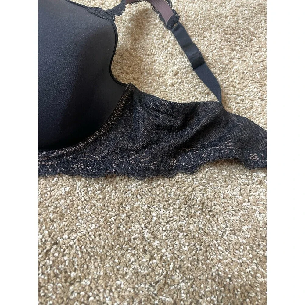 Wacoal 38DD black bra lace overlay pushup underwire sexy plus size